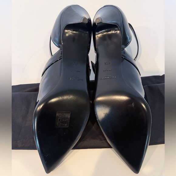 Black Patent Leather Ankle Strap Heels - Picture 9 of 10